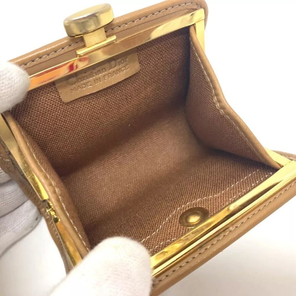 Dior Kisslock coin purse case coin purse Leather Brown/GoldHardware - Picture 10 of 15